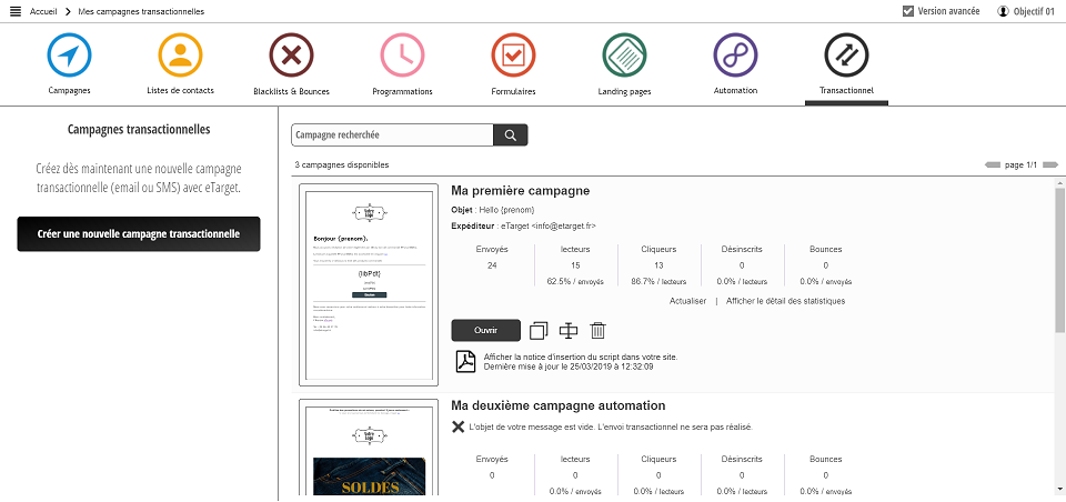 eMailing - Solution eMailing - Transactionne